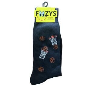 NWT Foozys Black Graphic Basketball Crew Socks Mens One Size